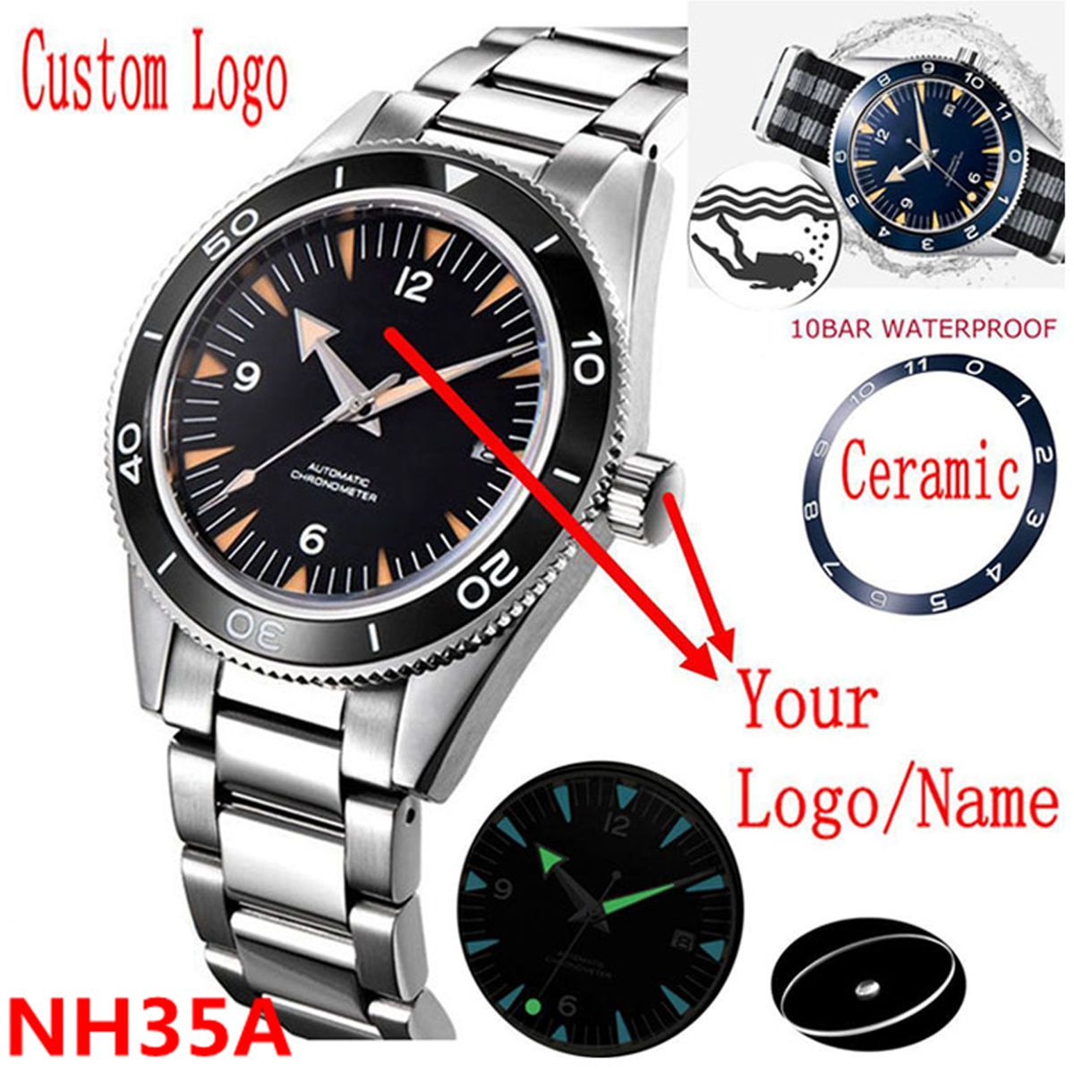 Luxury Watch Deals - Tùy Chỉnh Logo NH35A Đồng Hồ