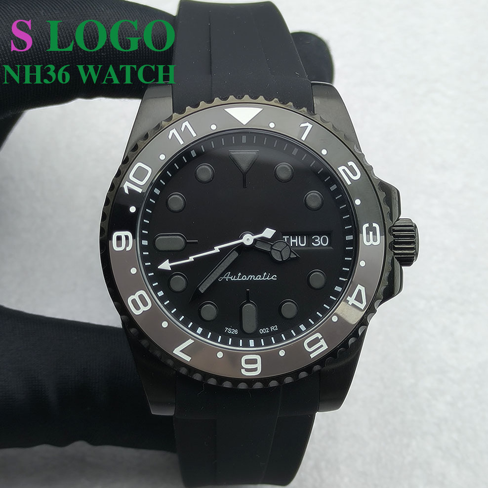 Sapphire Crystal Display - 40MM NH36 Watch Black Men's Stainless