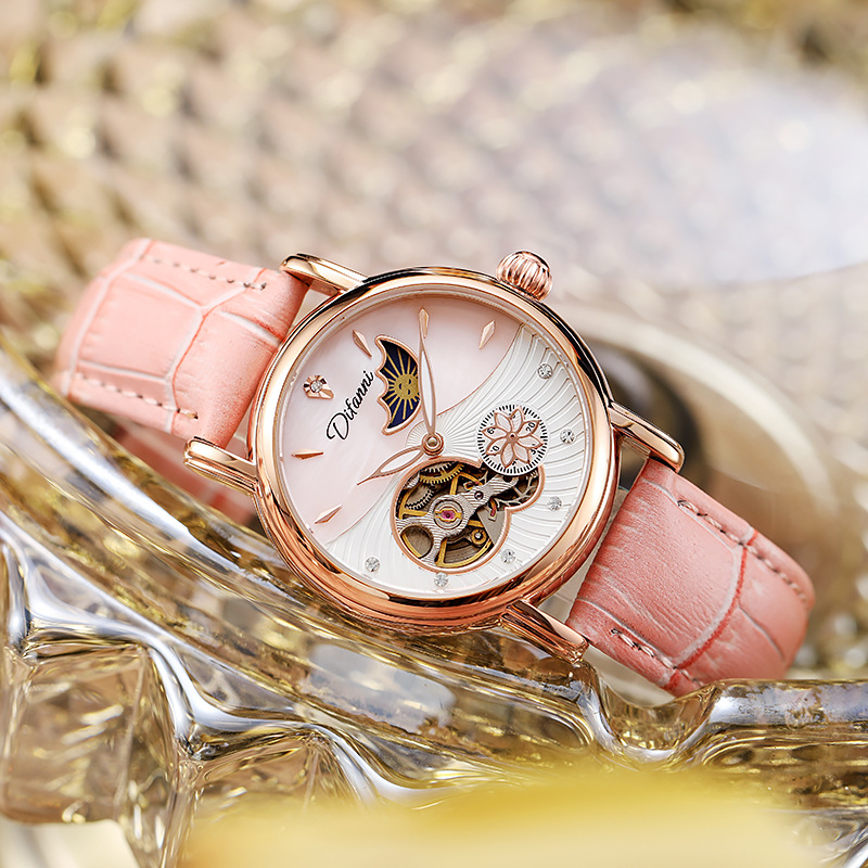Luxury Watch Moon Phase - Lady Automatic Mechanical Watches Rotatable Flowers