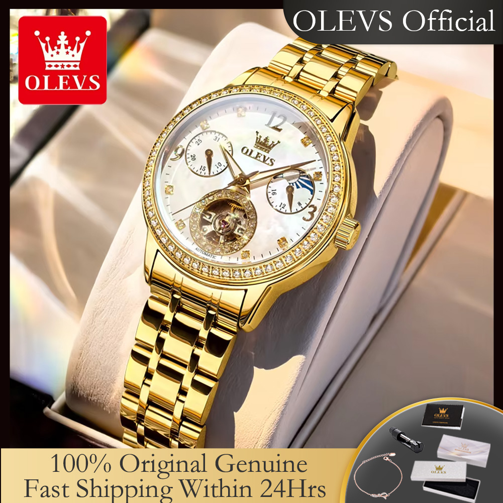 Luxury Watch Moon Phase - OLEVS 6750 Automatic Woman Watch Stainless