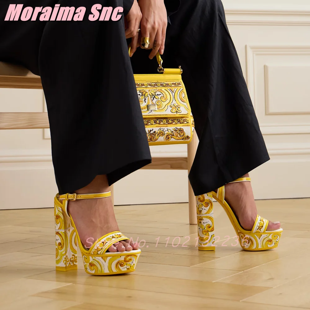 Luxury Watch Girl - Luxury Printed Platform Sandals Block High