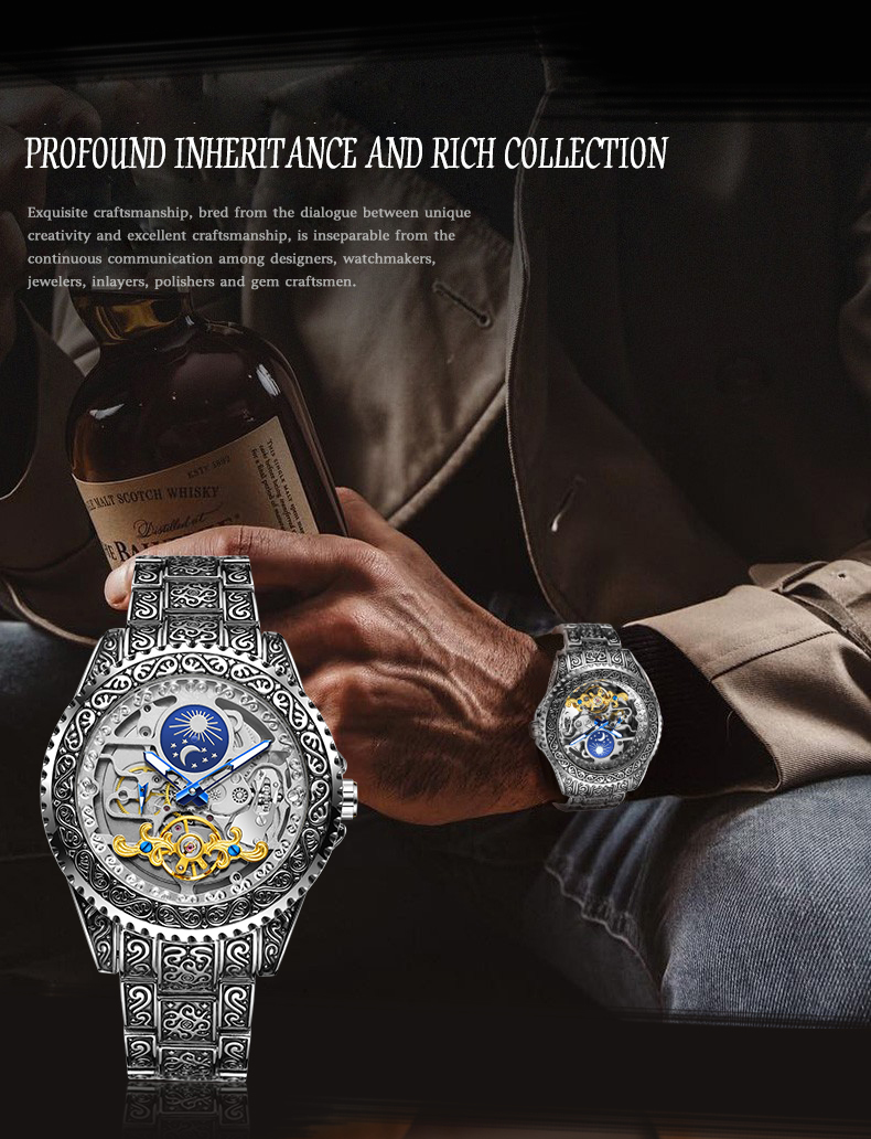 Forsining Luxury Transparent S - đánh giá và giá Moonphase Complication Watch