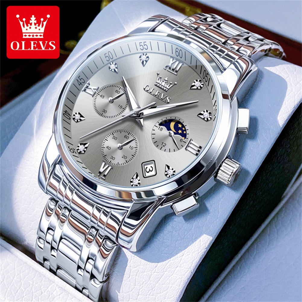 OLEVS 2858 Quartz Watch for Me - đánh giá và giá Luxury Watch Moon Phase