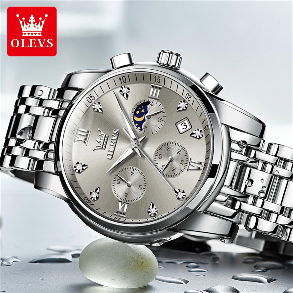 OLEVS 2858 Quartz Watch for Me - đánh giá và giá Luxury Watch Moon Phase