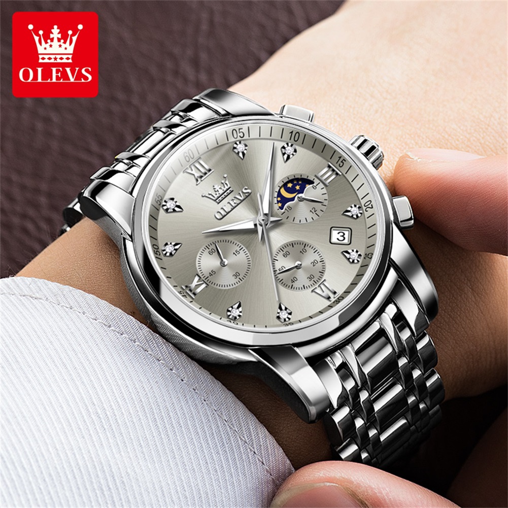 OLEVS 2858 Quartz Watch for Me - đánh giá và giá Luxury Watch Moon Phase
