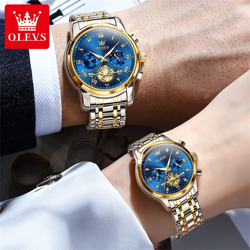 OLEVS Quartz Couple Watch Luxu - đánh giá và giá Luxury Watch Moon Phase