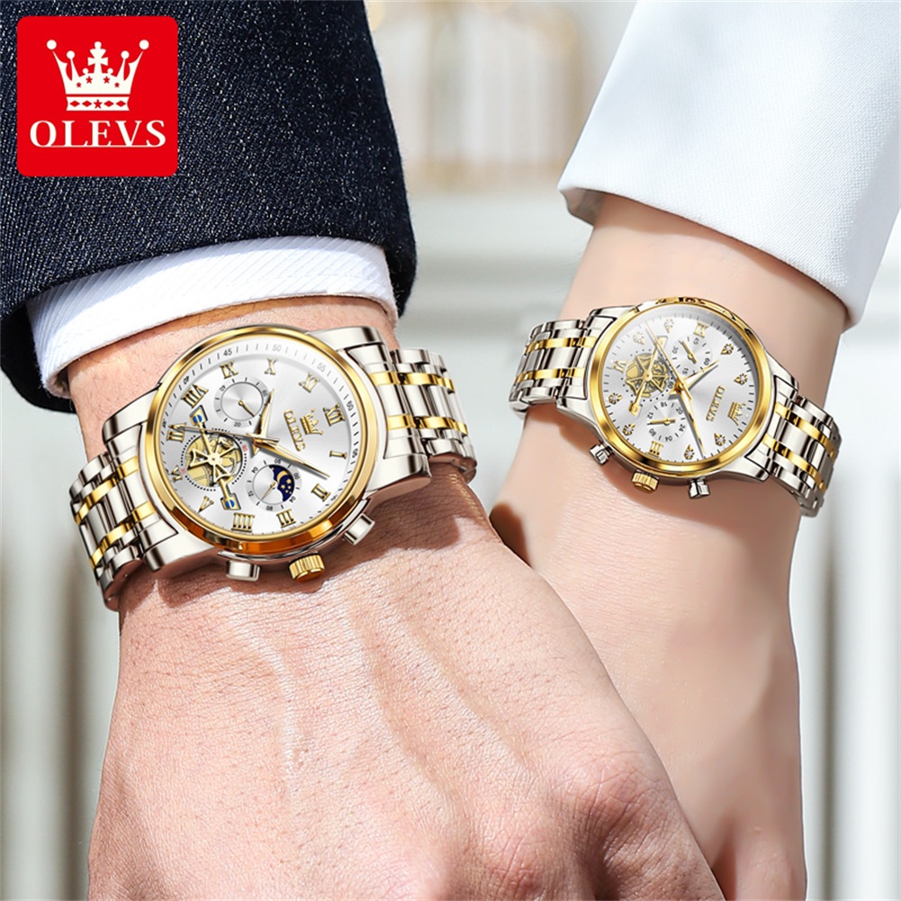 OLEVS Quartz Couple Watch Luxu - đánh giá và giá Luxury Watch Moon Phase