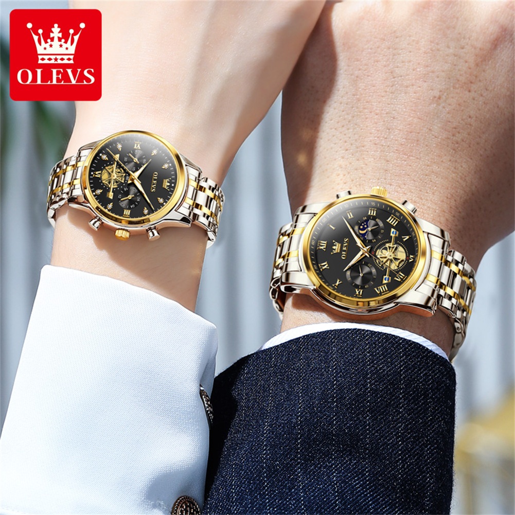 OLEVS Quartz Couple Watch Luxu - đánh giá và giá Luxury Watch Moon Phase
