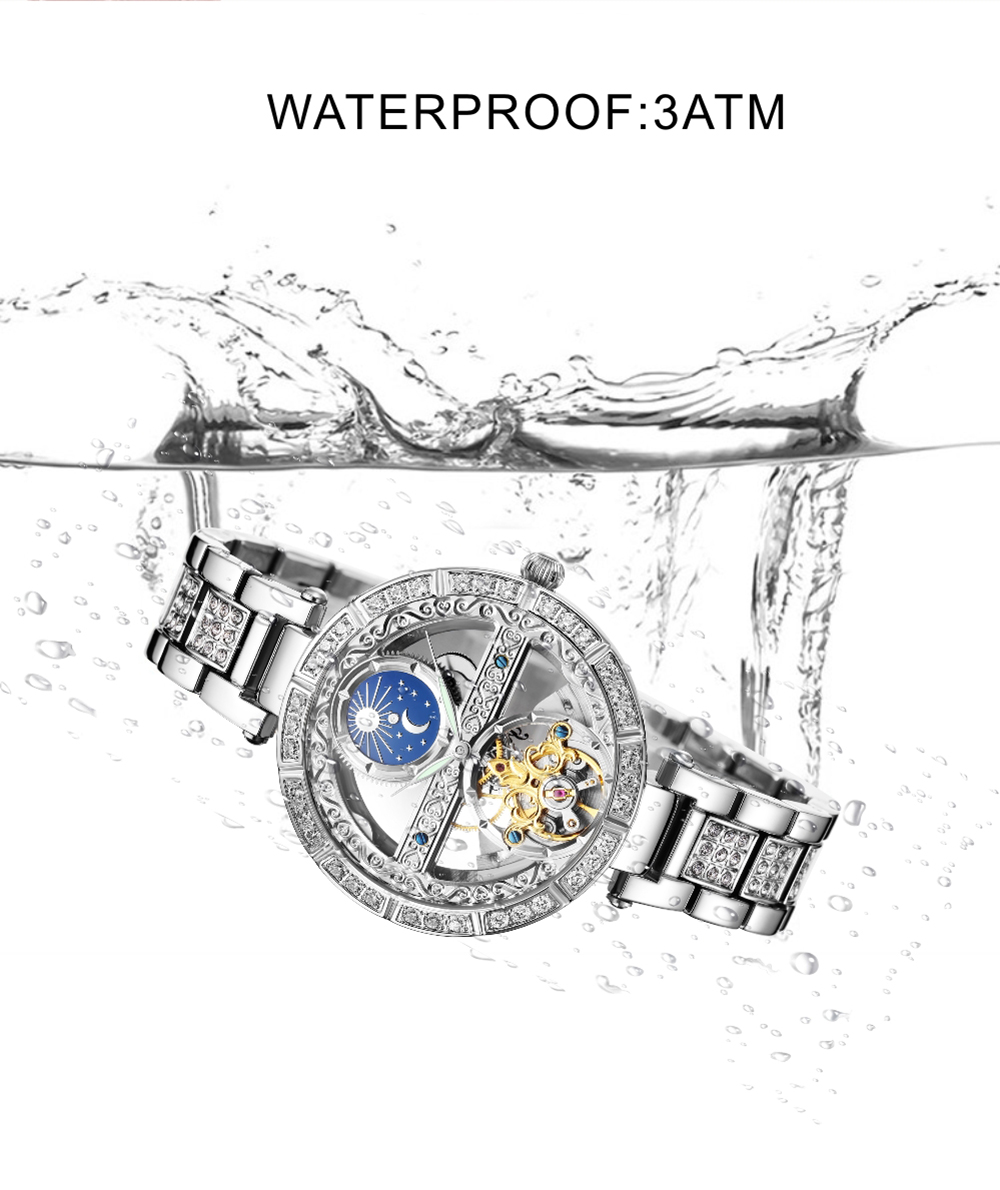 Luxury Women's Waterproof Skel - đánh giá và giá Luxury Watch Moon Phase