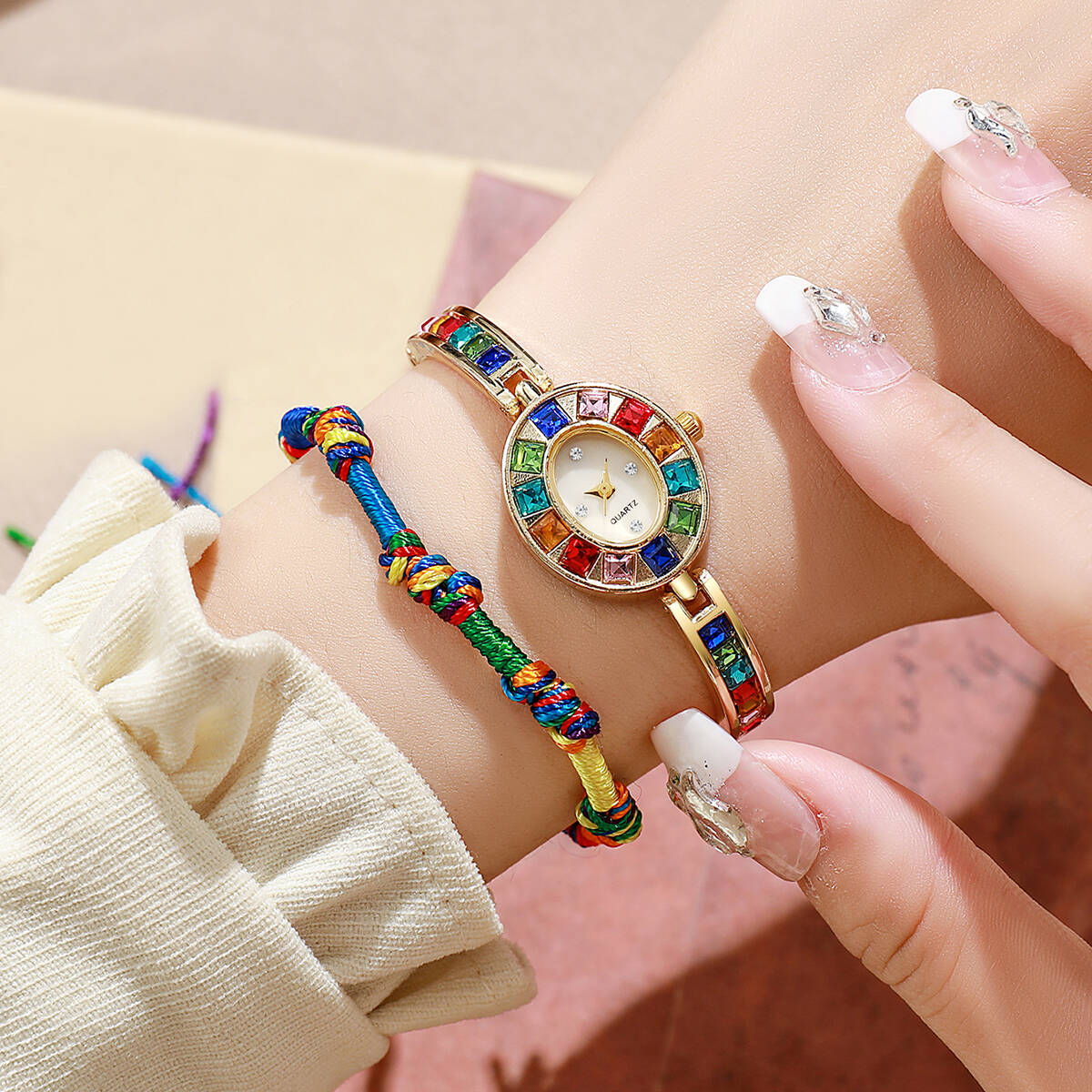 2PCS/Set Luxury Rhinestone Wom - đánh giá và giá Luxury Watch Girl