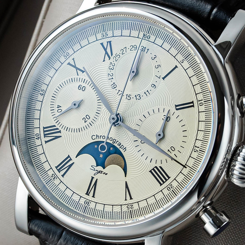 Sugess Nam Dây ST1908 Phong Tr - đánh giá và giá Moonphase Complication Watch