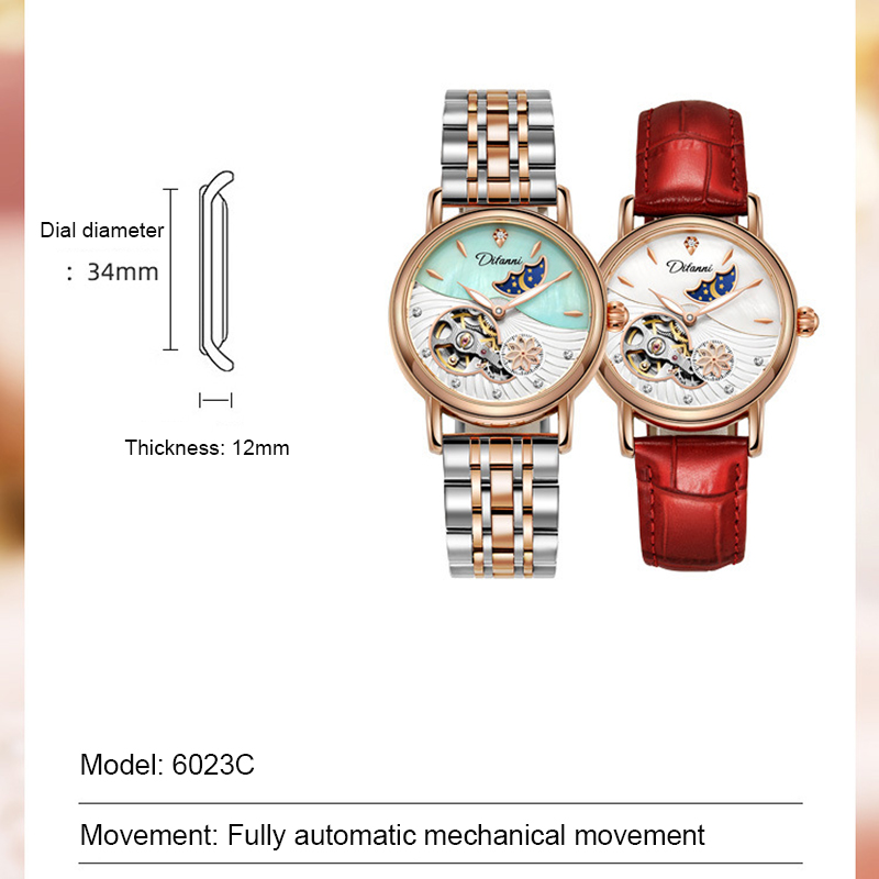 Lady Automatic Mechanical Watc - đánh giá và giá Luxury Watch Moon Phase