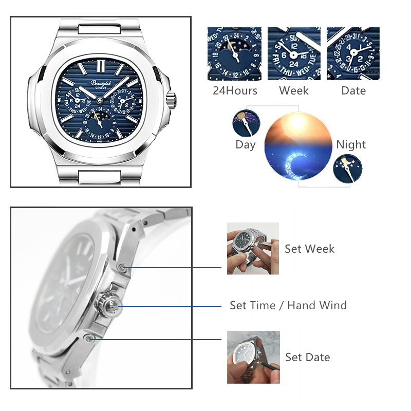 Switzerland Rinifa Multifuncti - đánh giá và giá Moonphase Complication Watch