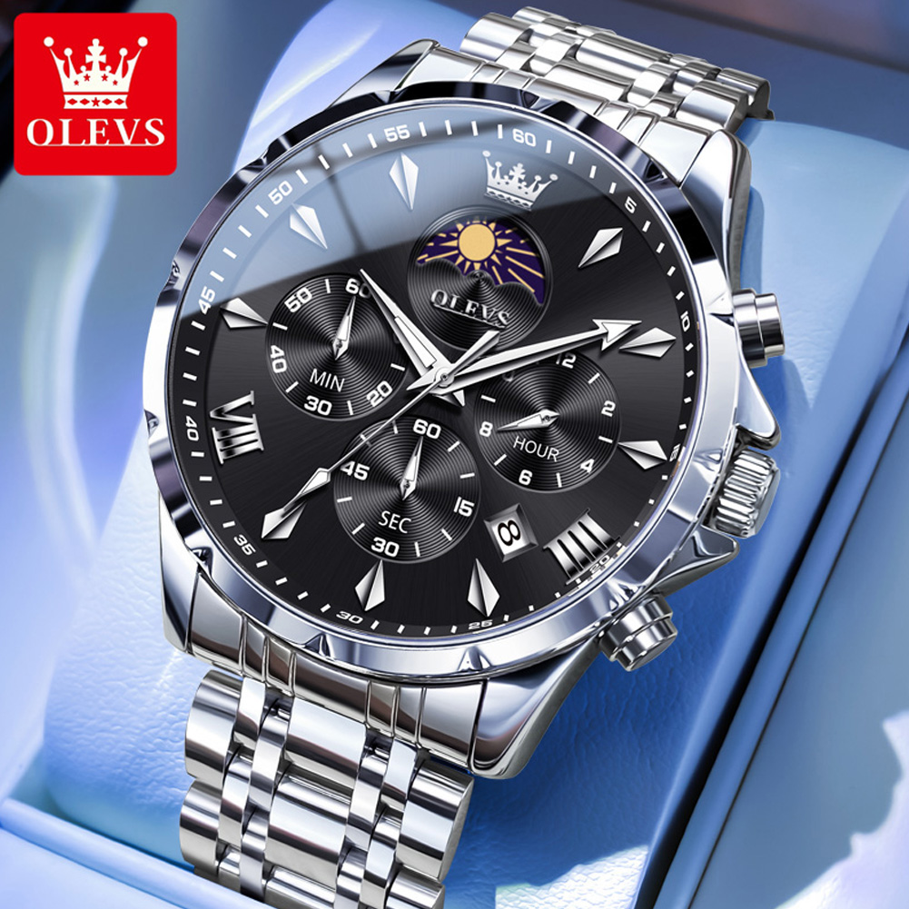 OLEVS 3653 Brand Moon Phase Ca - đánh giá và giá Luxury Watch Moon Phase
