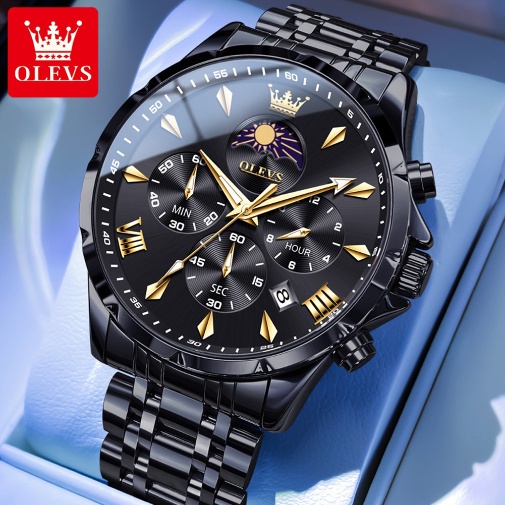 OLEVS 3653 Brand Moon Phase Ca - đánh giá và giá Luxury Watch Moon Phase