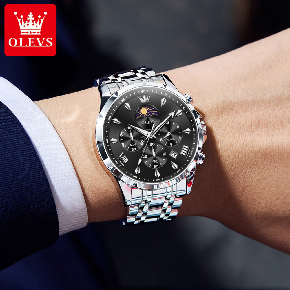 OLEVS 3653 Brand Moon Phase Ca - đánh giá và giá Luxury Watch Moon Phase
