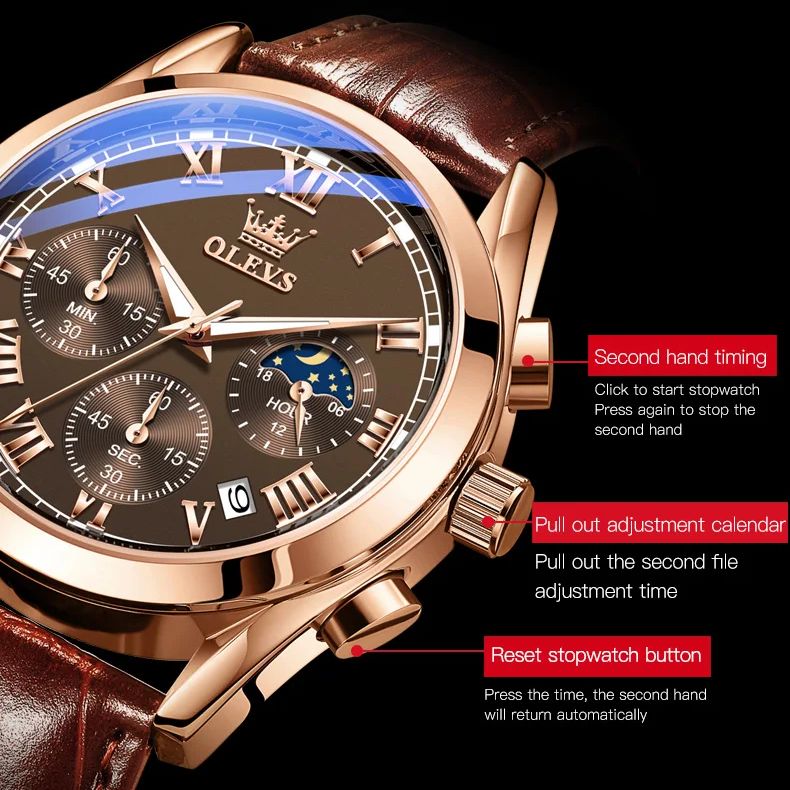 OLEVS 2871 Man Watch Chronogra - đánh giá và giá Luxury Watch Moon Phase