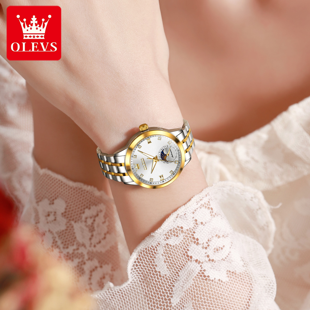 OLEVS 7041 Elegance Moon Phase - đánh giá và giá Luxury Watch Moon Phase