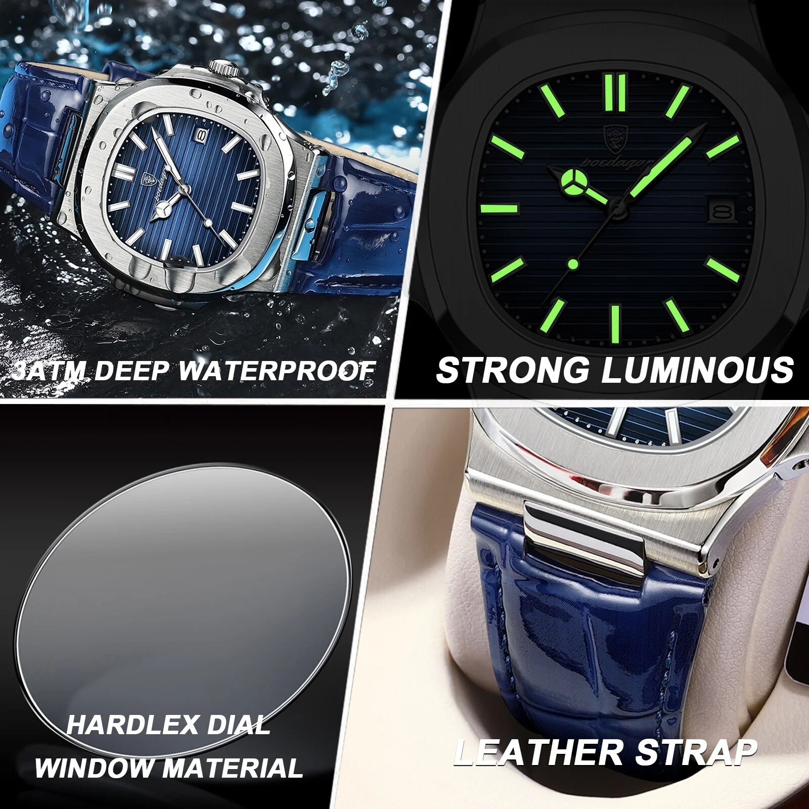 POEDAGAR Top Luxury Square Man - đánh giá và giá Luxury Watch Top 10