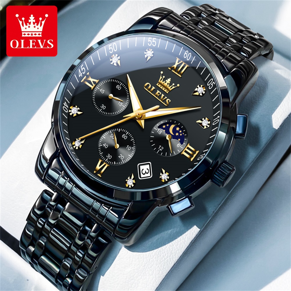 OLEVS Popular men's watches st - đánh giá và giá Luxury Watch Moon Phase