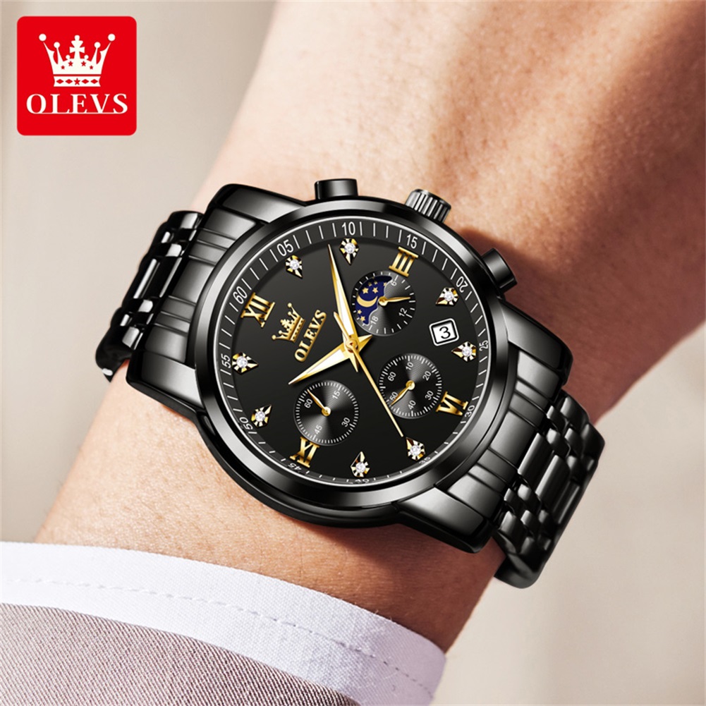 OLEVS Popular men's watches st - đánh giá và giá Luxury Watch Moon Phase